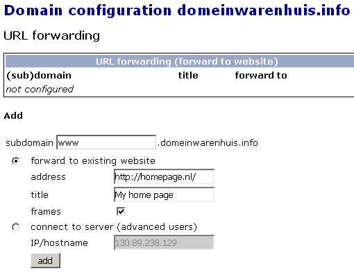 URL forwarding